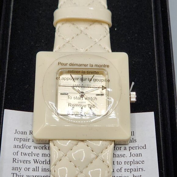 Joan Rivers Classics Collection Watch Ivory Cream Square V377 NEW Needs Battery - Picture 2 of 7